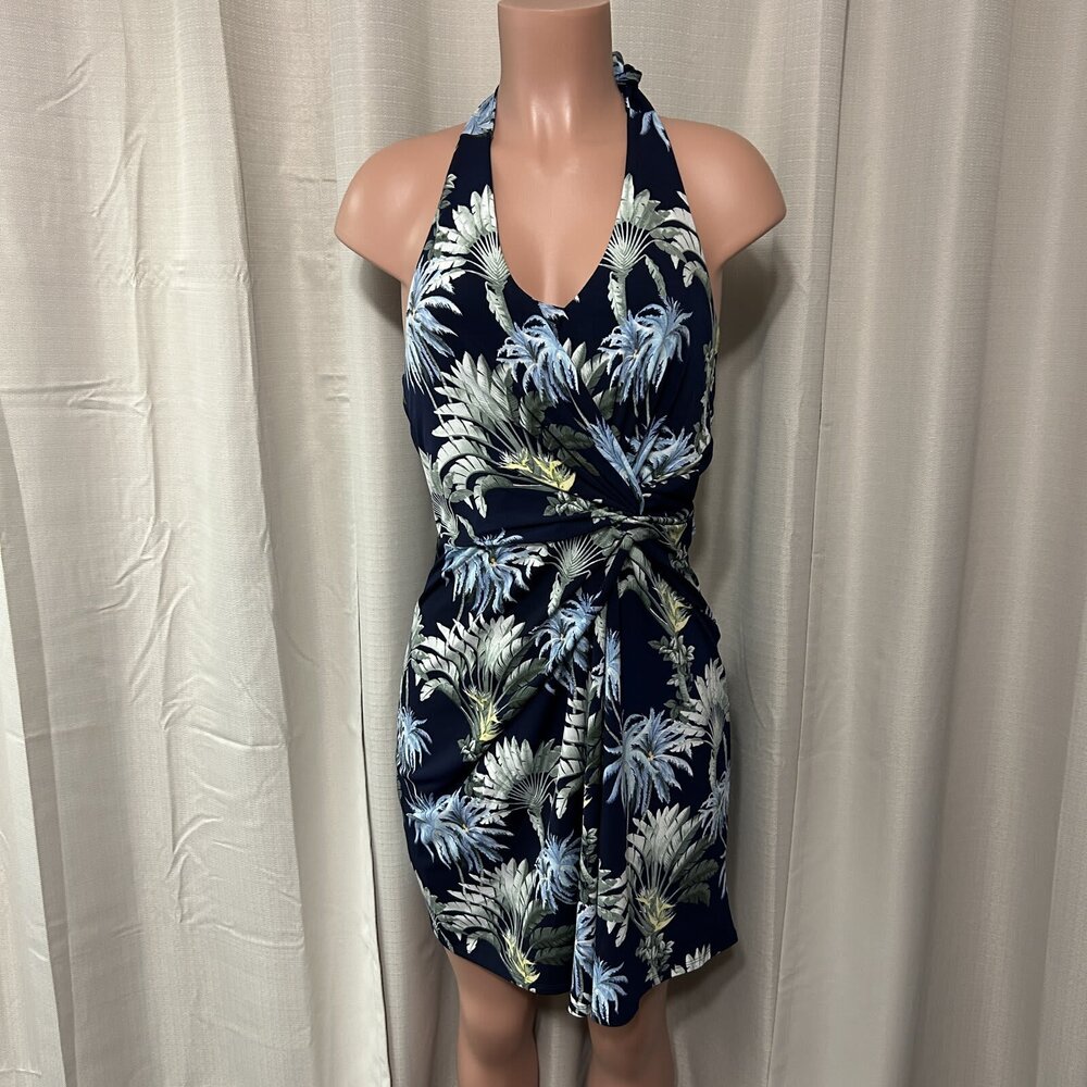 Tommy Bahama Sophia Palisade Palms Halter Dress Women's Size XL Navy Twist NWT